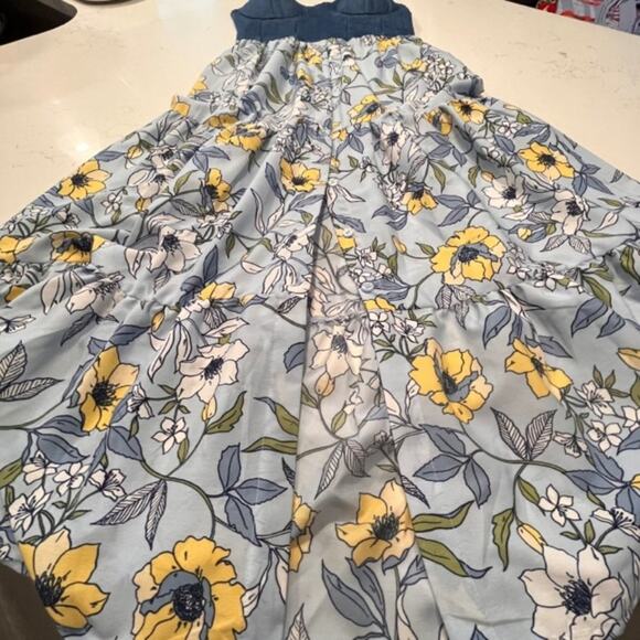 Band of Gypsies Denim Floral Tiered Maxi Dress XS Y2K / Cottagecore / Gunne Sax - Picture 8 of 15